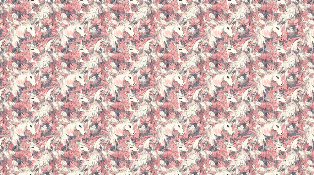 Detailed unicorn and floral mural wallpaper design pattern by Kids-Mundo