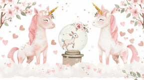 Detailed unicorn and cherry blossom mural wallpaper design pattern by Kids-Mundo