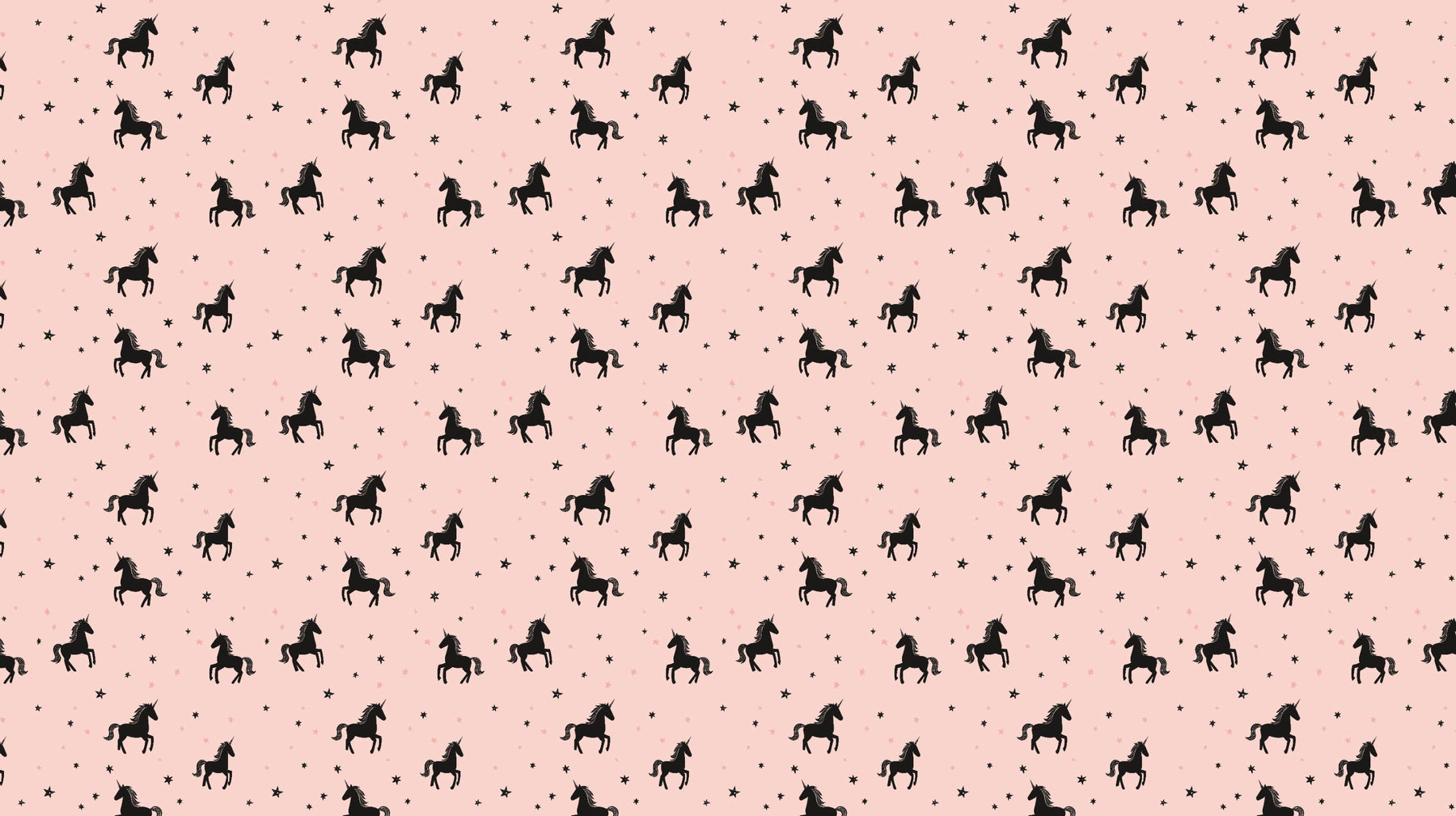 Black unicorns on pink background mural wallpaper design pattern by Kids-Mundo