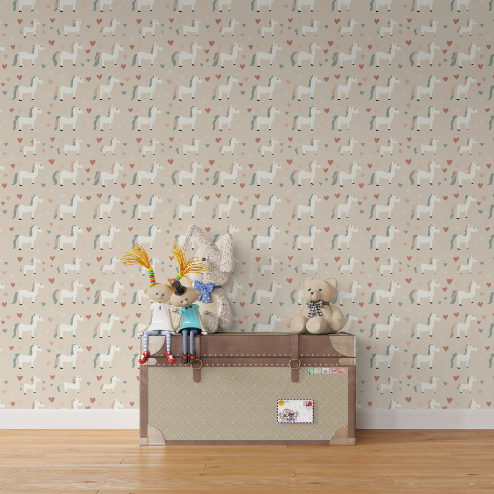 Cute unicorn wallpaper transforming toddler bedroom with whimsical fairy-tale theme and gentle colors