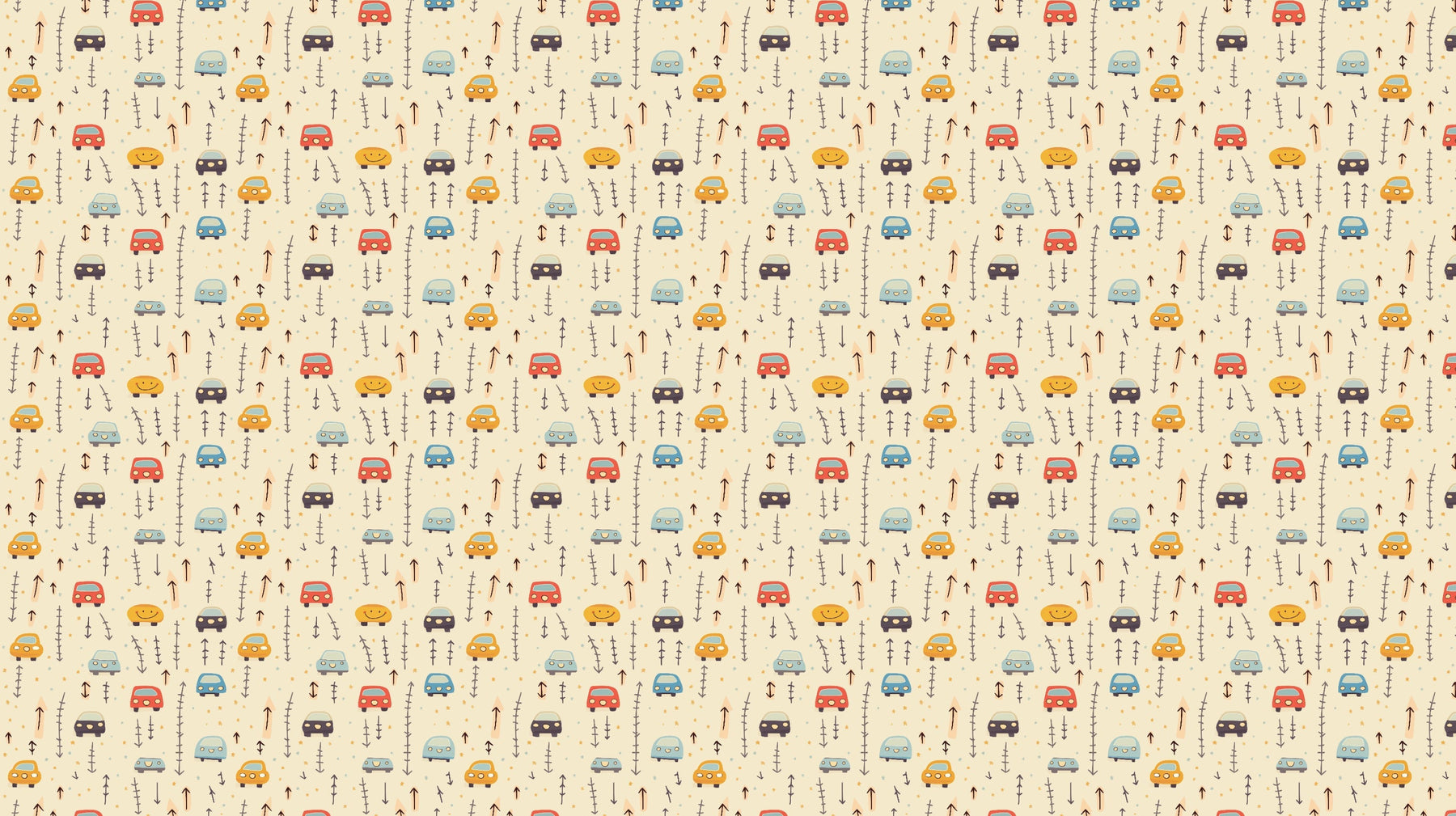 Detailed vehicles mural wallpaper design pattern showing colorful cars and trucks by Kids-Mundo