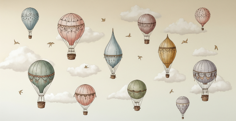 Vintage Hot Air Balloon Wall Mural