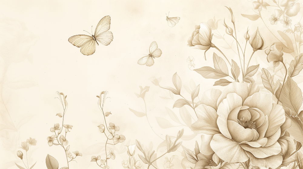 Vintage Sepia Floral Wall Mural