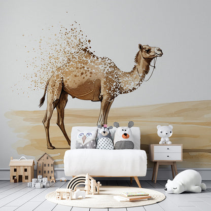 Kids-Mundo camel wall mural adding artistic warmth to a child's kids bedroom wall