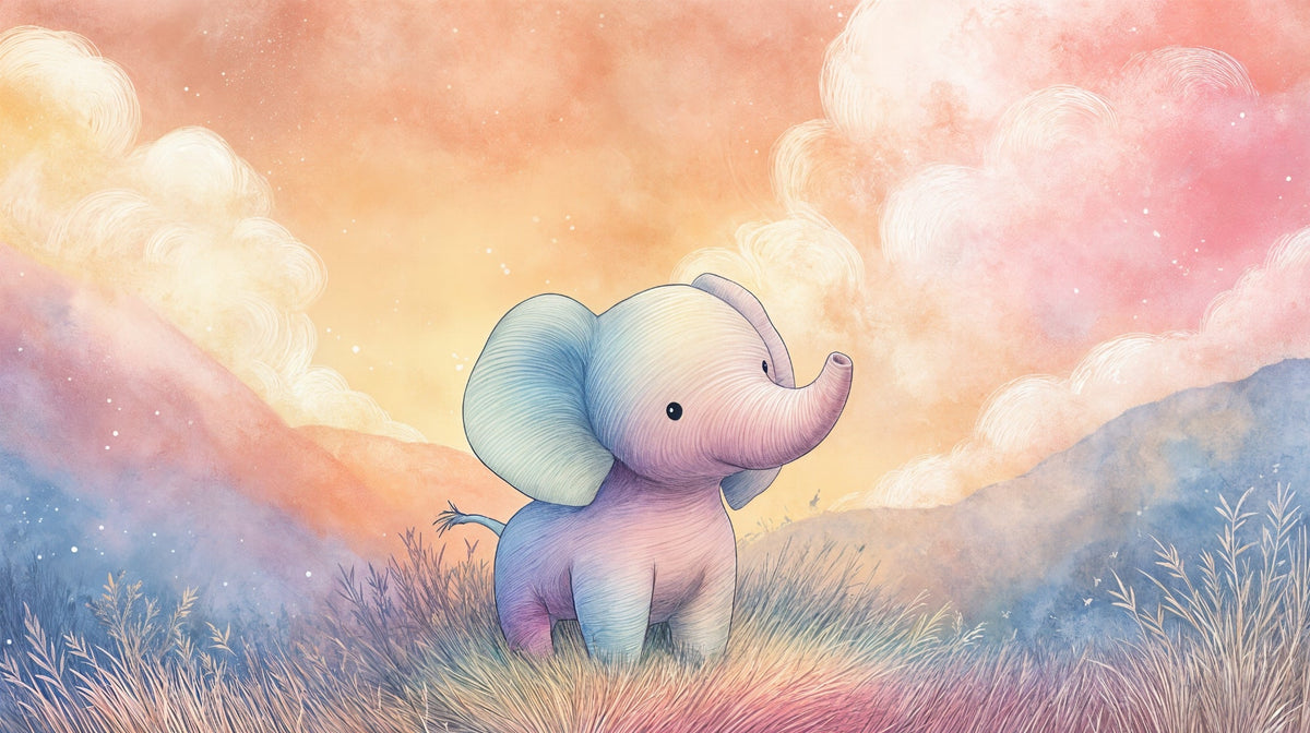 Watercolour Baby Elephant Wall Mural