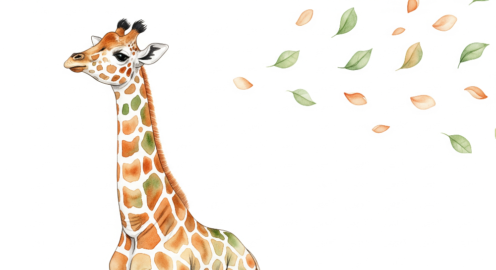 Watercolour Baby Giraffe Wall Mural