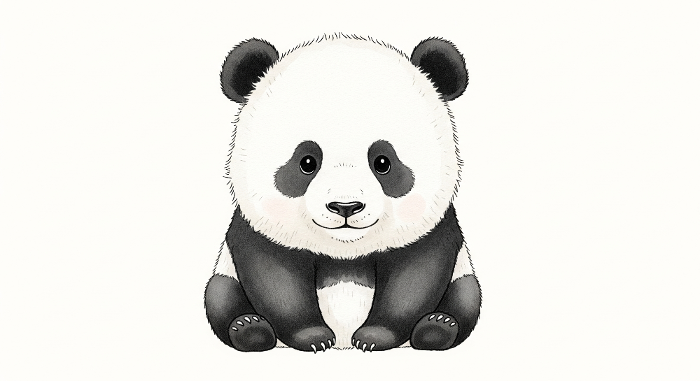 Watercolour Panda Sketch Wall Mural