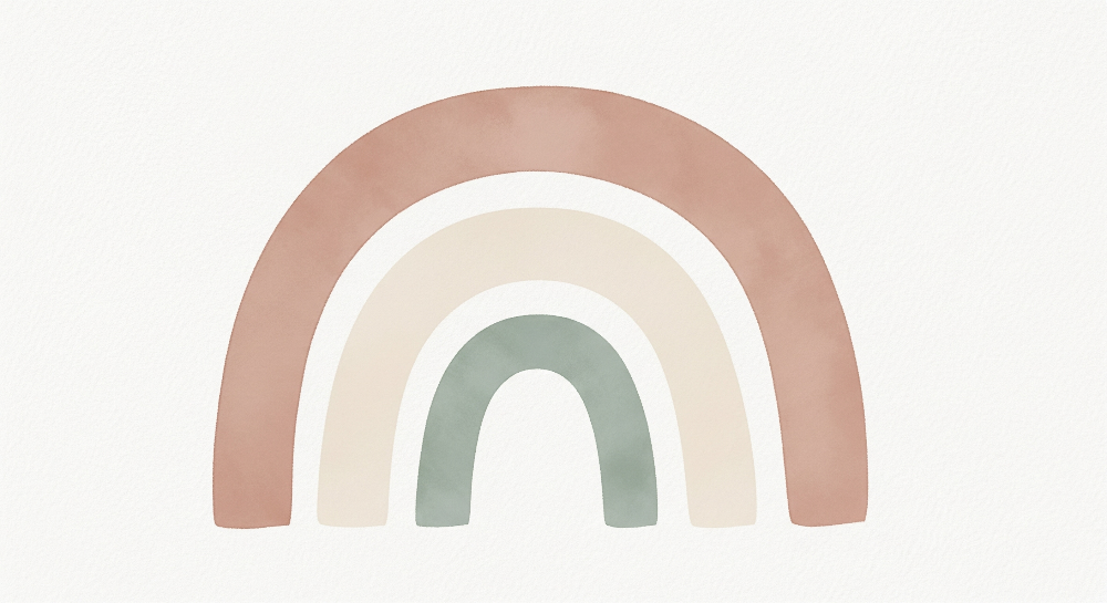 Kids-Mundo flat artwork of the watercolour terracotta rainbow wall mural