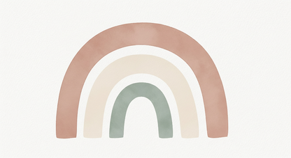 Kids-Mundo flat artwork of the watercolour terracotta rainbow wall mural
