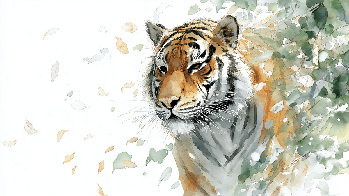 Majestic Watercolour Tiger Wall Mural