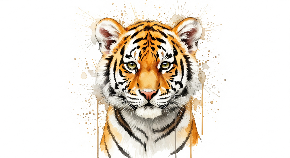 Watercolour Tiger Portrait Wall Mural