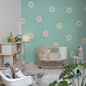 White flower wallpaper transforming kids playroom into garden sanctuary by Kids-Mundo
