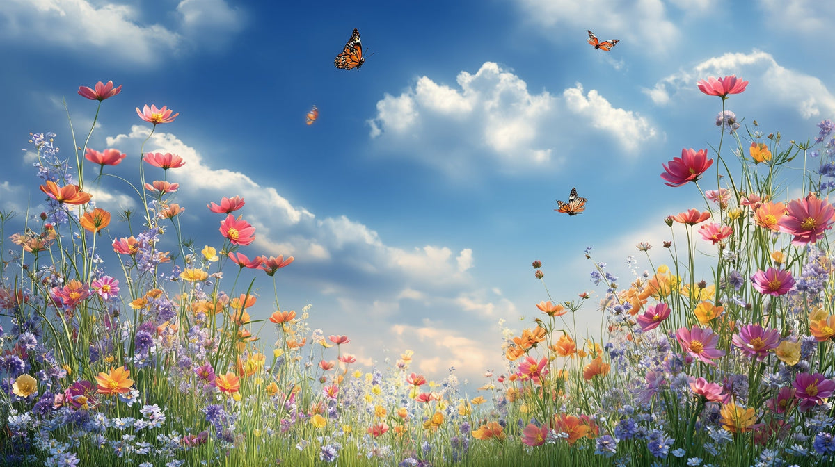Wildflower Meadow and Butterflies Wall Mural