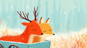 Detailed fox and deer winter scene mural wallpaper design pattern by Kids-Mundo