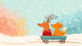 Detailed winter animals mural wallpaper design pattern with reindeer fox and snowflakes by Kids-Mundo
