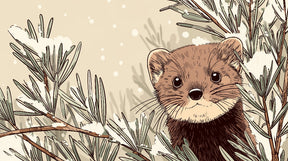 Detailed winter forest animal mural wallpaper design pattern with snowy branches by Kids-Mundo