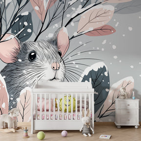 Snowy forest mouse wallpaper creating peaceful atmosphere in kids bedroom decor by Kids-Mundo