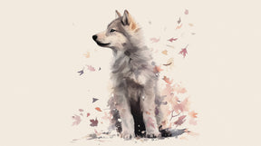 Detailed wolf among autumn leaves mural wallpaper design pattern by Kids-Mundo
