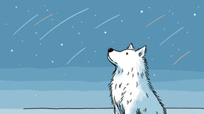 Detailed wolf stars mural wallpaper design pattern showing celestial night sky by Kids-Mundo