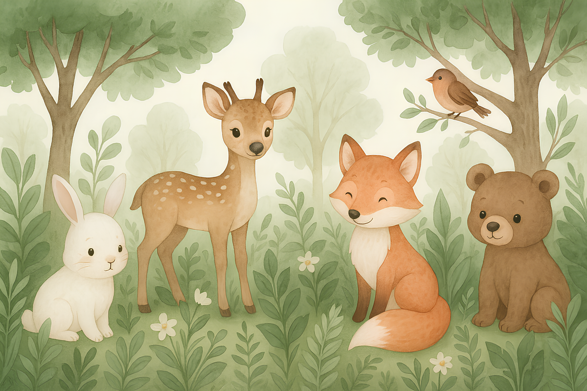 Woodland Animal Friends Wall Mural