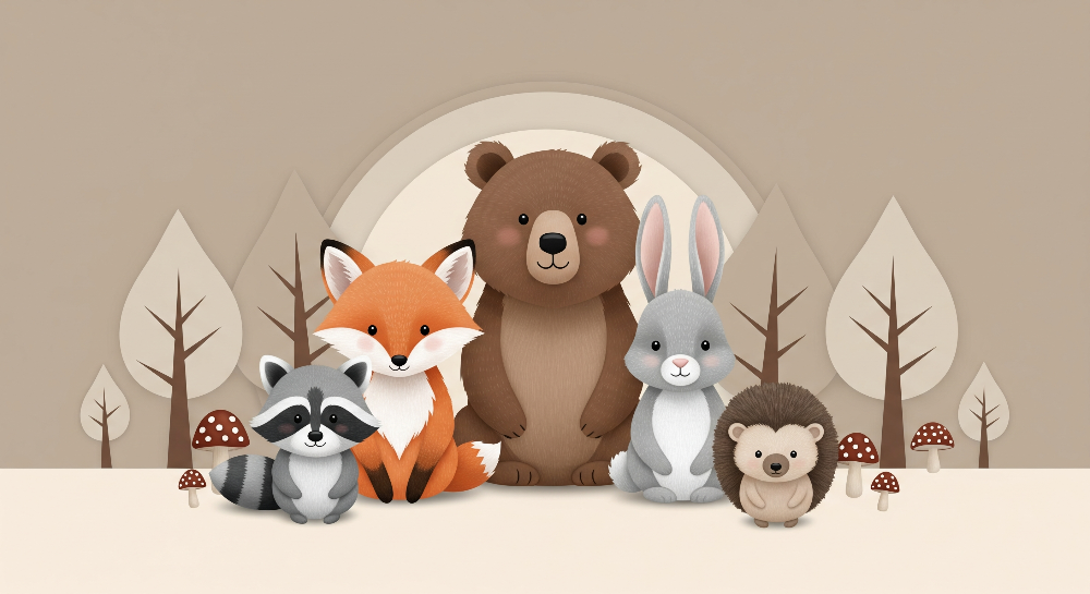 Woodland Animal Friends Wall Mural