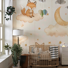 Beige and gold woodland creatures wallpaper transforming toddler room into peaceful sanctuary