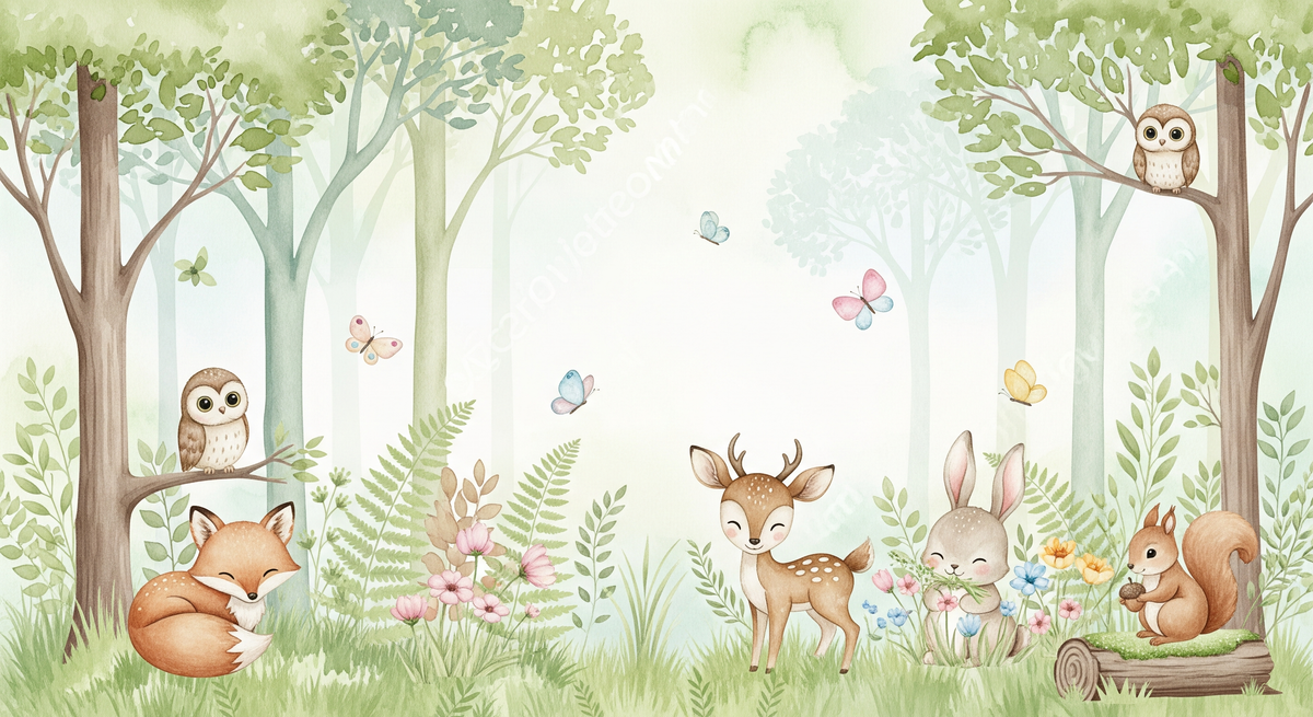 Woodland Animals Enchanted Forest Wall Mural