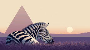 Detailed zebra sunset safari mural wallpaper design pattern with pyramids by Kids-Mundo