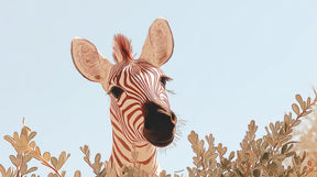 Detailed zebra mural wallpaper design pattern with blue background by Kids-Mundo