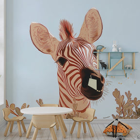 Safari zebra wallpaper creating adventurous atmosphere in children's bedroom decor