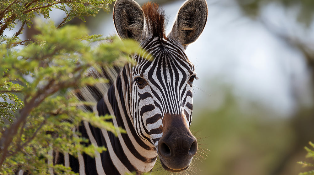 Detailed zebra safari mural wallpaper design pattern showing African wildlife and vegetation by Kids-Mundo
