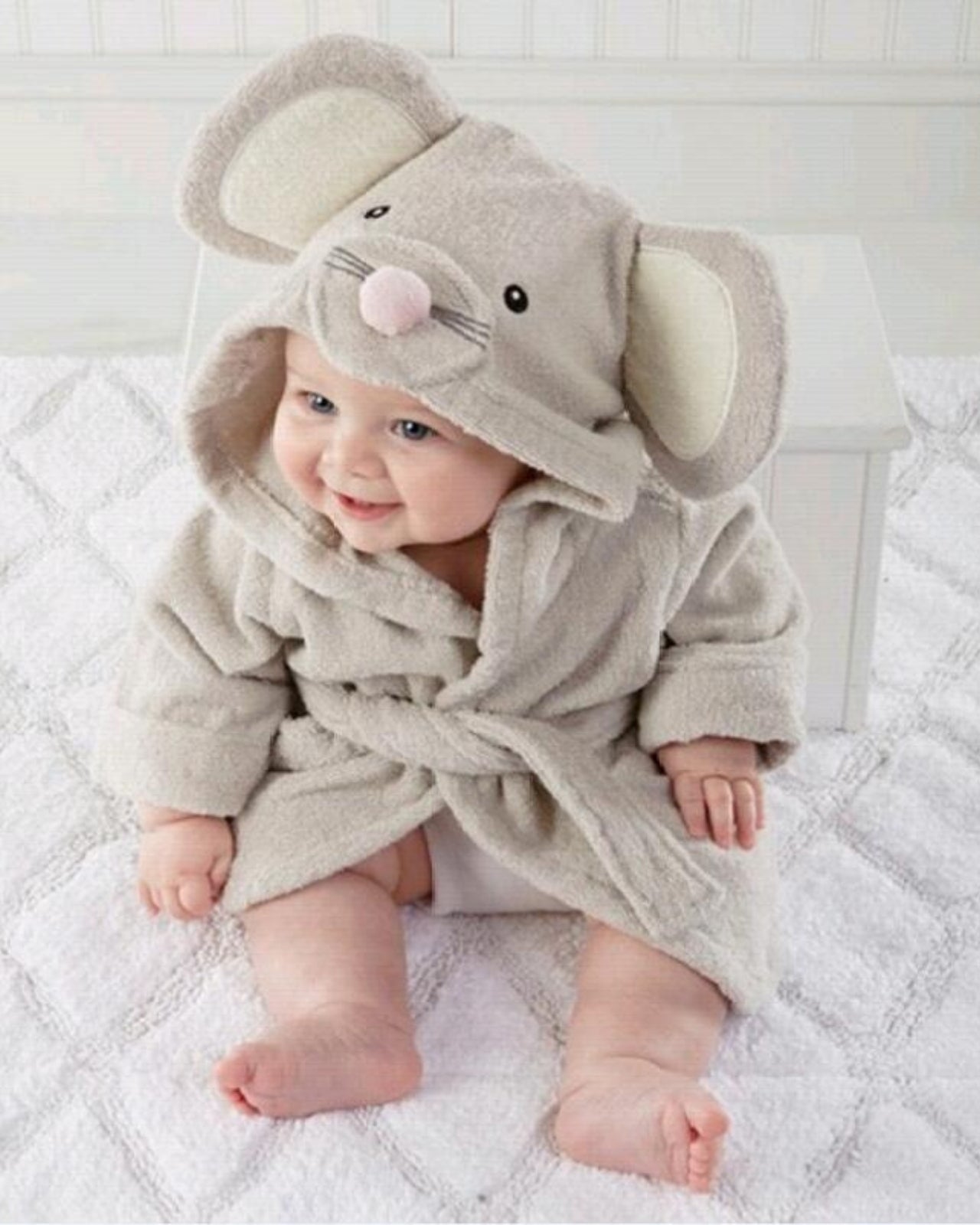 Baby Cotton Bathrobe | Soft Little Mouse Design