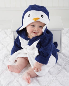 Navy Blue Baby Bathrobe | Soft Cotton Penguin Design
