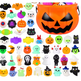 Halloween Squeaky Toy Set | Fun Pumpkin Container with 30 Pieces