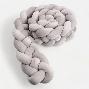 Gray Braided Bed Bumper | Soft Cotton Safety Barrier