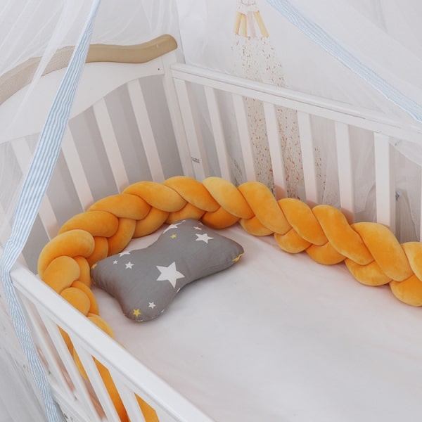 Braided Orange Baby Bumper | Soft, Safe, and Breathable Design