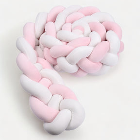 Braided Baby Bed Bumper | Soft Cotton Pink and White Design