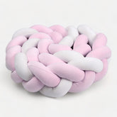Braided Baby Bed Bumper | Soft Cotton Pink and White Design