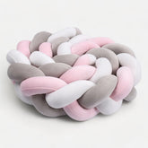 Braided Crib Bumper | Soft Gray Pink White Design