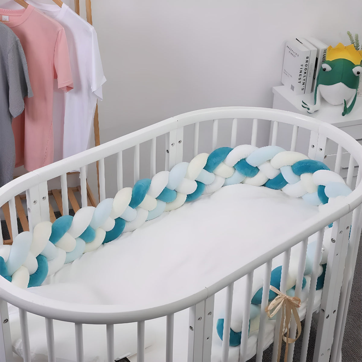 Braided Baby Bed Bumper | Soft Velvet Cotton Safety Barrier