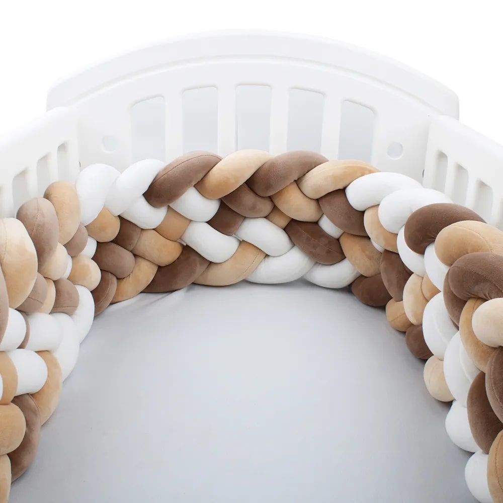 Braided Baby Bed Bumper | Soft Cotton Safety Barrier
