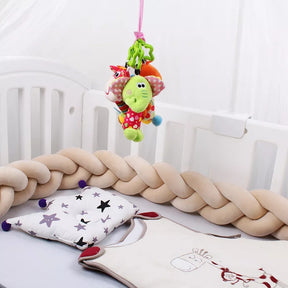 Beige Braided Baby Bed Bumper | Soft Cotton Safety and Style