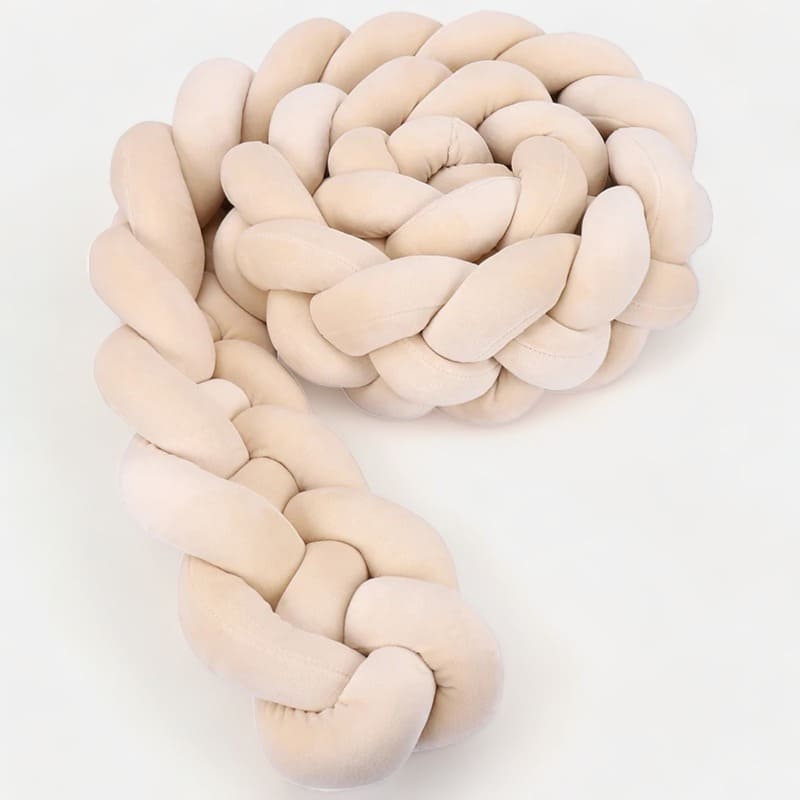 Beige Braided Baby Bed Bumper | Soft Cotton Safety and Style