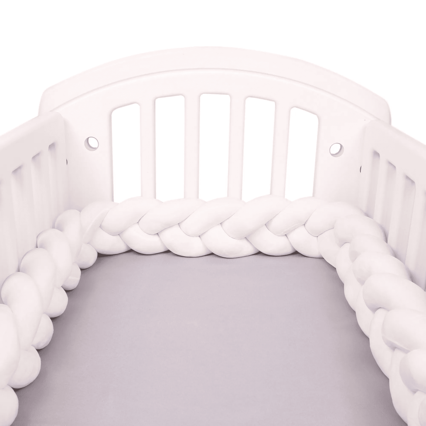 White Braided Bed Bumper | Soft Cotton Crib Safety Barrier
