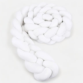 White Braided Bed Bumper | Soft Cotton Crib Safety Barrier