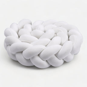 White Braided Bed Bumper | Soft Cotton Crib Safety Barrier