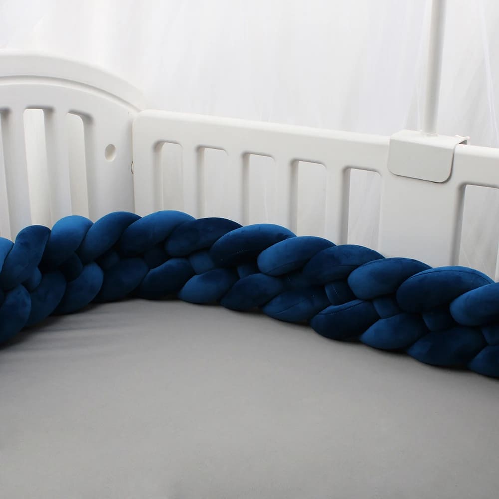 Blue Braided Baby Bumper | Soft Cotton Protection for Crib
