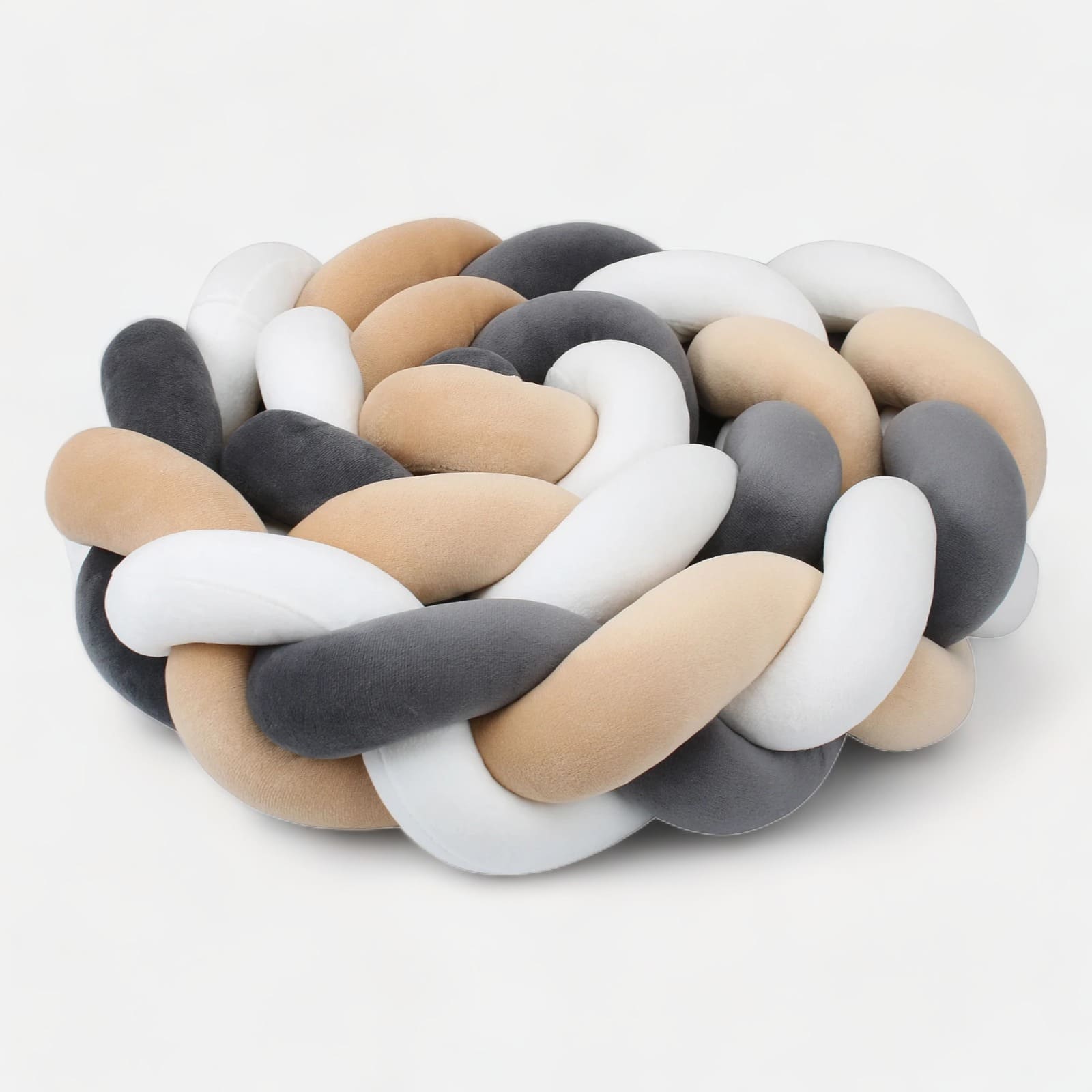 Ecru Braided Bed Bumper | Soft, Safe, and Stylish Protection
