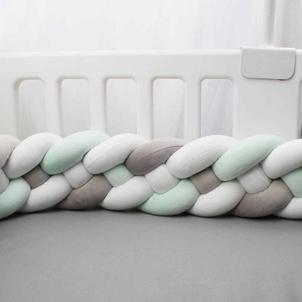 Braided Baby Bed Bumper | Soft Cotton Protective Barrier