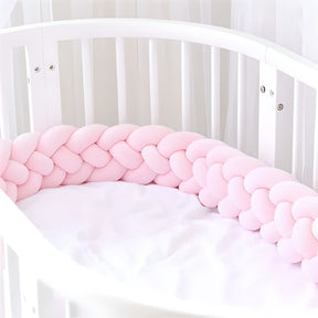 Pink Baby Bed Bumper | Soft Cotton Braided Protection